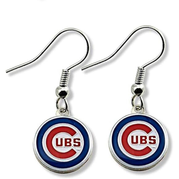 New MLB Chicago Cubs Logo Dangler Earrings - Picture 2 of 2